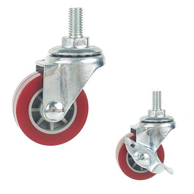 China 2.5 Inch PU Swivel Threaded Stem Furniture Trolley Wheels for sale