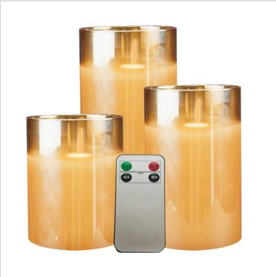 China Remote Control Glass Candles Candle Wax LED Candle for sale