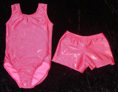 China Dancer Tights Gymnastics Leotard and Shattered Glass Shorts Pink SAVE for sale