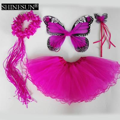 China Wholesale Polyester/Cotton Butterfly Belle Fairy Wings Tutu Costume Sets for sale