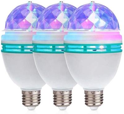 China Theme Park OEM 360 Rotating Crystal Magic Ball Light Bulb 3w Disco Bulb RGB Led Rotating Stage Light for sale