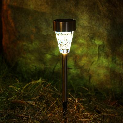 China Waterproof Outdoor Garden Lights Garden Stainless Steel Mosaic Small Solar Led Christmas Tree Stake Light for sale