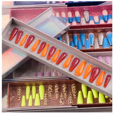 China 2021 New Arrival Luxury Design Easy To Use See Through High Quality Press On Nails Box High Quality UV Press On Colored Pre-Gum Fake Nail for sale