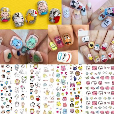 China Plastic Nail Art Stickers Power Girls Nail 3d Cartoon Cows Wraps Nail Art Decorations Decals for sale