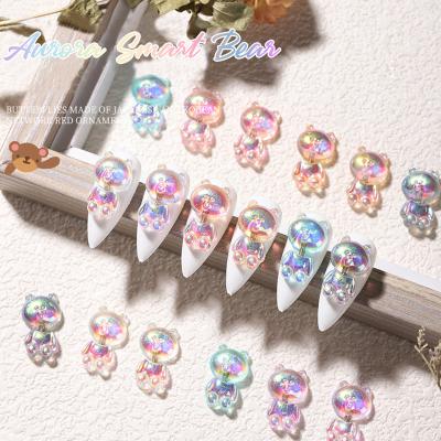 China Wholesale Free Shipping Die Cut Nails Charm Design Magic Creative Silicone 3d Cute Candy Bear Nail Decoration For Nail Art Crystal Diamond for sale