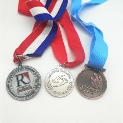 China High Quality China Sports Championship Blank Silver Bronze Gold Medal of Honor With Ribbon for sale