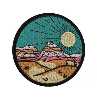 China Wholesale Cheap Round Landscape Customized 3D Embroidery Patches for sale