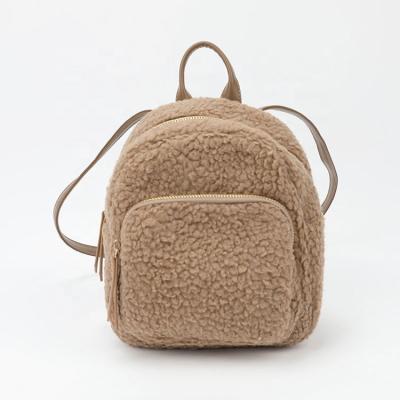 China Other Korea Style Hot Sale Winter Sherpa Lamb Lady Girl Tote Bag Winter Backpack PU Wool for sale