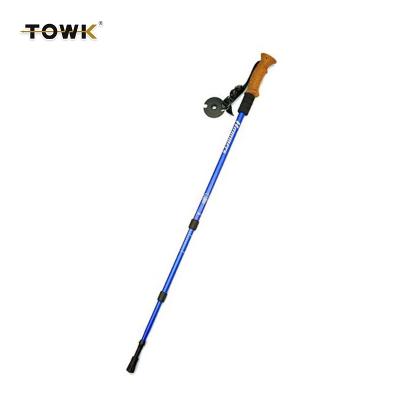 China Trekking Mountaineering Cork Grip Poles For Sale 3 Section Aluminum Straight Trekking Poles Canes for sale