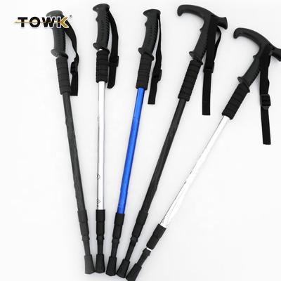 China Hot Sale Mountaineering Aluminum Alloy EVA Cork Handle Quick Lock Telescopic Trekking Poles for sale