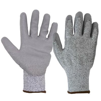 China Anti-impact CE EN388 4543 PU 5 HPPE Cut Resistant Protection Safety Gloves for sale