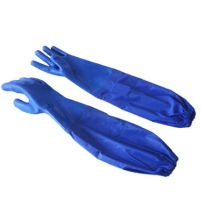 China Electric Blue Long Sleeve PVC Gloves Chemical Resistant Insulation Work Gloves for sale