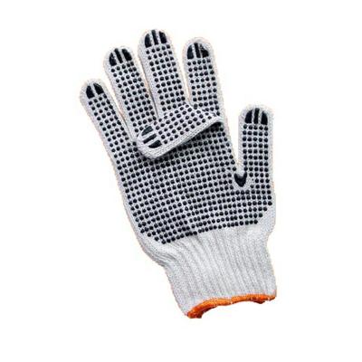 China Anti-impact Cheap White PVC Cotton Knitted Dotted Work Gloves for sale