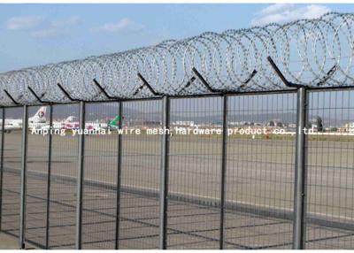 China Green Airport Security Fencing , Building Barbed Wire Fence With Flat Razor Wire for sale