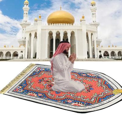 China High quality velvet padded islamic musallah prayer rug set non-slip wholesale for sale