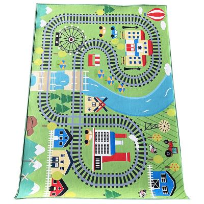 China Baby Crawling Educational Blanket Washable Manufacturer Printed Carpet Road Traffic Mat Kids Funny Carpet for sale