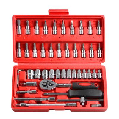 China Auto Repair Tool Kit 46 Pcs Vehicle Socket Wrench Tool Kit Professional Bike Auto Tool Kit Hardware Kit Gift Set for sale