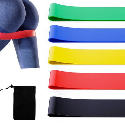 China High Elasticity Yoga Pilates Training Fitness Exercise Custom Set 5 Latex Elastic Mini Band Resistance Loop Band for sale