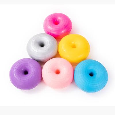 China Durable Wholesale Thickened Fitness Explosion Proof Inflatable Balance PVC Donut Yoga Ball with Pump for sale