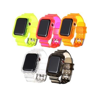 China Unisex Jelly Clear Transparent TPU Watch Strap Band For Apple Watch 42mm 44mm 38mm 40mm 41mm 45mm for sale