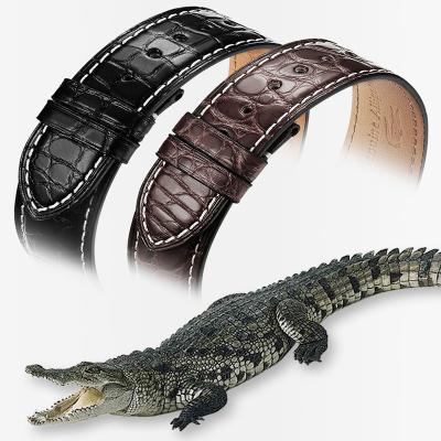 China Fashion. Luxury.unisex 18mm 20mm 22mm Customized Genuine Black Genuine Crocodile Alligator Buckle Leather Watch Band for sale