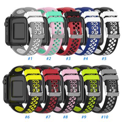 China Aibangjia Unisex Universal Dual Color Breathable Silicone Watch Strap Soft Bands For Samsung For Huawei With Metal Buckle for sale