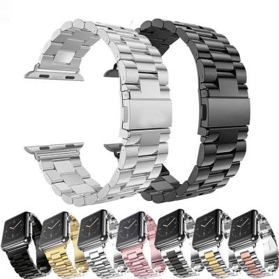 China New Manufacture Unisex Metal Three Links Stainless Steel Luxury Watch Band For Apple Watch Band for sale