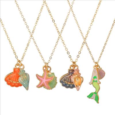 China BOHEMIA New Arrival Cute Cute Drip Seashell Mermaid Beach Pearl Clavicle Chain Necklace Fluorescent Light Necklace for sale