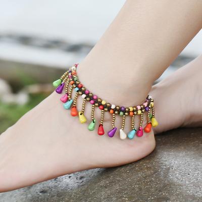 China Fashion New Arrival Kallaite Anklet Chain Water Drop Summer Beach Tailand Beads Bohemia BOHO Handmade Ankelet for sale