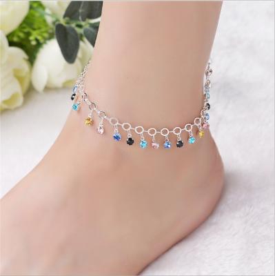 China 2020 Korean New Style Environmentally Friendly Simple Colorful Diamond Crystal Anklet For Women for sale