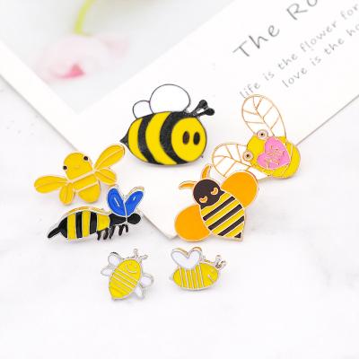 China 100% Eco-friendly Hot Selling Bee Enamel Lapel Badge Brooches Pins For DIY Backpack Clothes Hat for sale