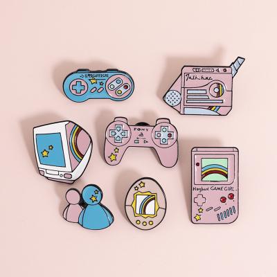 China Multifunctional Hot Selling Retro Pink Game Console Over Enamel Lapel Badge Brooch Pin For DIY Backpack Clothes Hat for sale