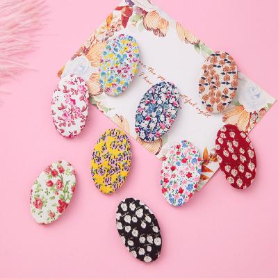 China Trendy Floral Fabric Metal New Designs Crochet Hair Clips Kids Hair Accessories Cloth Fabric Hair Clips Kids Girls Women Snap Hairpins for sale