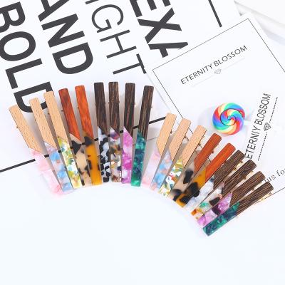 China BP-Bobby Pin Wooden Hair Clips Real Hair Clip Platypus Jelly Barrette Environmentally Friendly Wooden Hairpin Colorful Barrette For Women Girls for sale