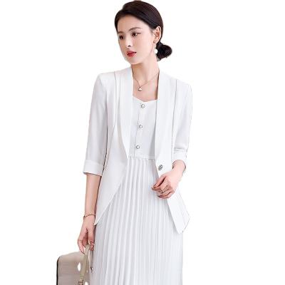 China Wholesale Breathable High Quality 2 Piece Dress Women Business Pant Suit Fashion Lady Formal Office Suit Half Sleeve Blazer And Dress for sale