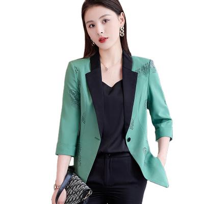 China Wholesale High Quality Half Sleeve Elegant Blazer Jacket Office Lady Style Clothing Fashion Business Formal Wear Tops Anti-wrinkle for sale