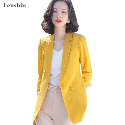 China Anti-Wrinkle Women Fashion Candy Color Stylish Jacket With Pockets Single Button Blazer Office Lady Simple Thin Style Outwear for sale