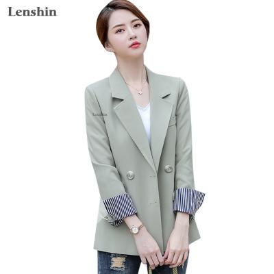 China Lady Casual Coat Wear High-street Blazer Sleeve Anti-Wrinkle Contrast Lenshin Contrast Fashion Style Jacket Office Tops Loosely Cross for sale