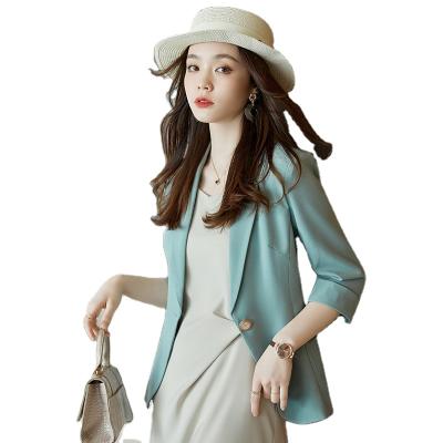 China Wholesale Women's Fashion Anti-wrinkle Fashion Half Button Blazer Single Sleeve Jacket Work Wear Keep Lady Slim Elegant Coat Office Outwear for sale