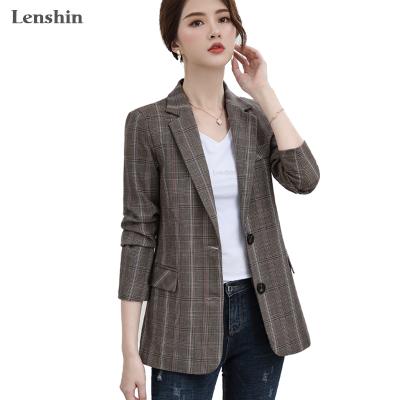 China Direct Dropship Plaid Women's Plaid Anti-wrinkle China Factory Sale Jacket Elegant Casual Fashion Keep Lady Slim Outwear Coat Office Top for sale