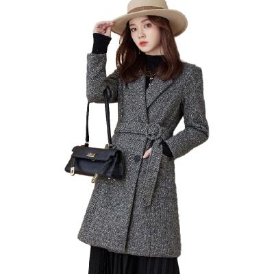 China Wholesale Anti-wrinkle women winter thicken office ladies belt jacket fashion long coat oversized casual elegant female blazer wear clothes for sale