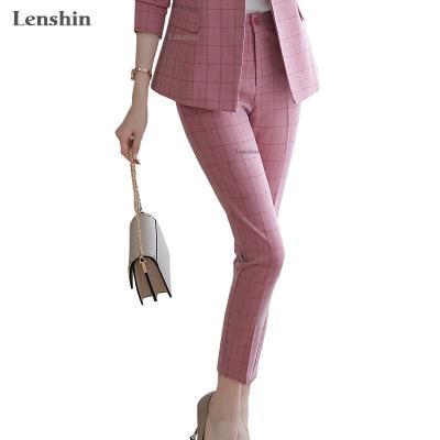 China Fashion Anti-Static Direct Wholesale Fashion Direct Wholesale Fashion Anti-Static Plaid Pink Stretch Pink Plaid Pencil Pouch Panty Women Office Lady Casual Trousers Pencil Pocket Panty Plaid Pink Stretch en venta