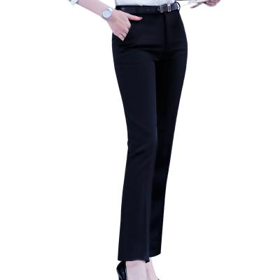 China Ladies Formal Smooth Straight Adjustable Lady Business Office Pant Belt-Buckle Pant Summer Thin Lightweight Breathable Work Wear for sale