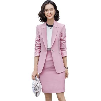 Китай Women Anti-Shrinkage Single Button Suits Wholesale Lady Pink Business 2 Piece Set Patchwork Skirt Suit Fashion Mandatory Blazer Office Sets продается