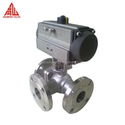 China China Suppliers Electric Pneumatic Actuator Flanged Three 3 Way Ball Valve for sale