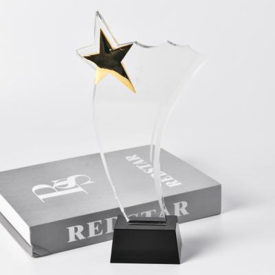 China Europe Special Design Transparent Wholesale Crystal Award Trophy With Pentagram Eco - Friendly Decoration for sale