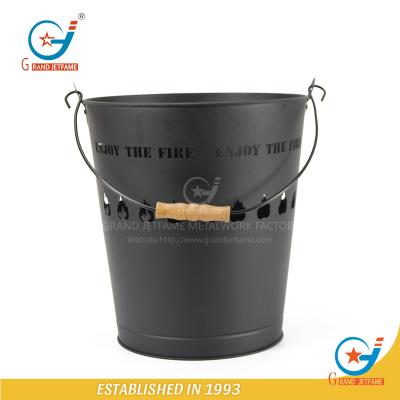 China Metal Ash Bucket For Fireplace Round Shape Galvanized New Design Coal Bucket for sale