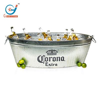 China Sustainable Customized Beer Tub Galvanized Large Ice Bucket Metal Beverage Tub For Party for sale