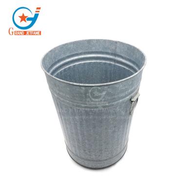 China Sustainable Garden Galvanized Indoor Metal Bucket Outdoor Decorative Garbage Trash Bin for sale