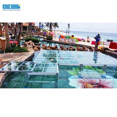 China Cheap indoor and outdoor transparent glass outdoor portable concert dance floor plexiglass price events acrylic stage pool for sale